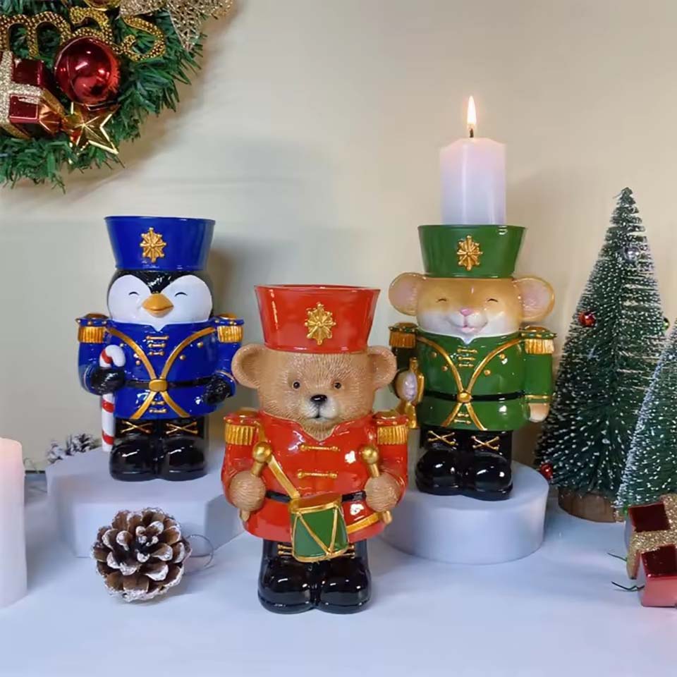 Nutcracker Figurine - New Resin Nutcracker Candlestick Animal Soldier