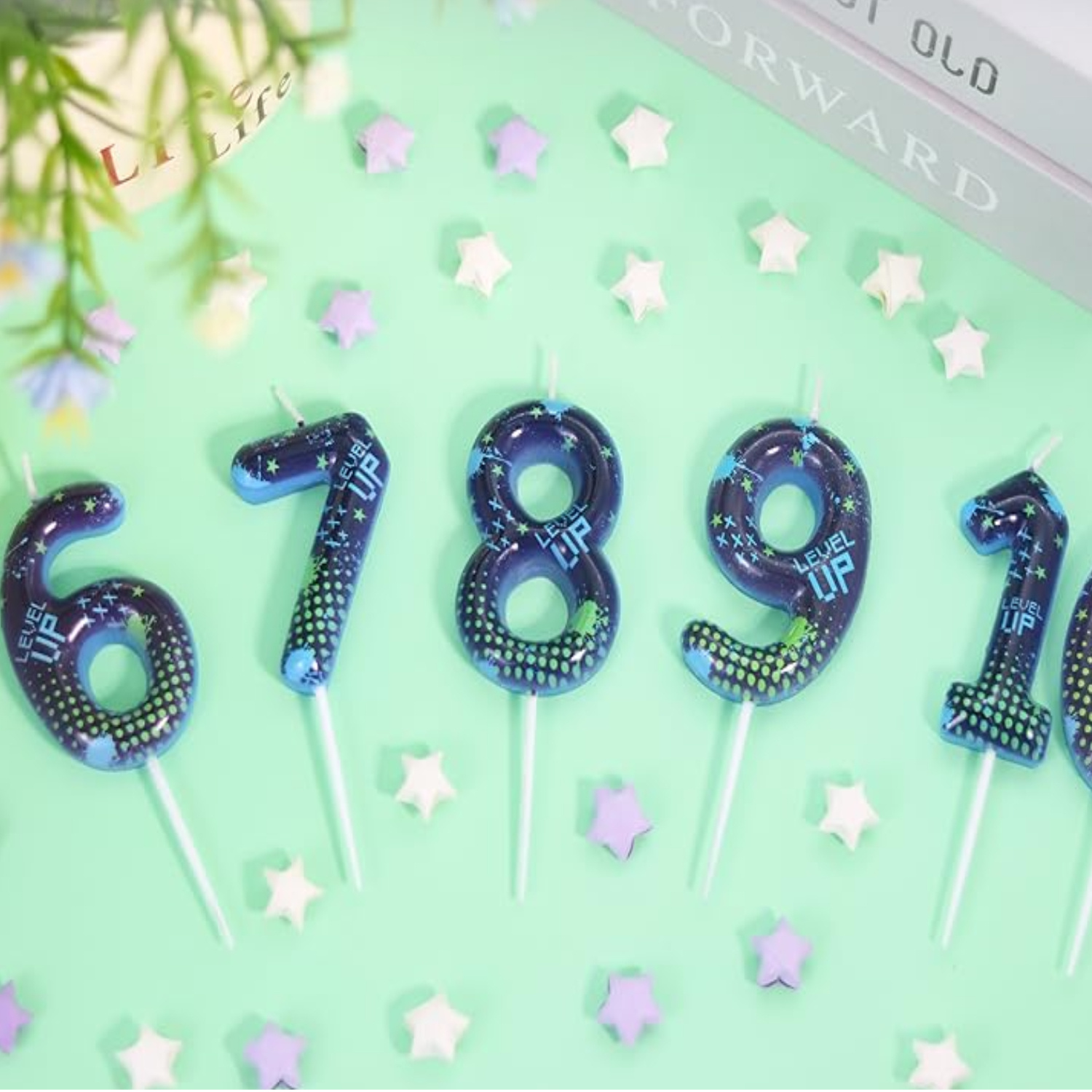Holiday Candle Set - Blue Game Boy 0-9 Birthday Candles,