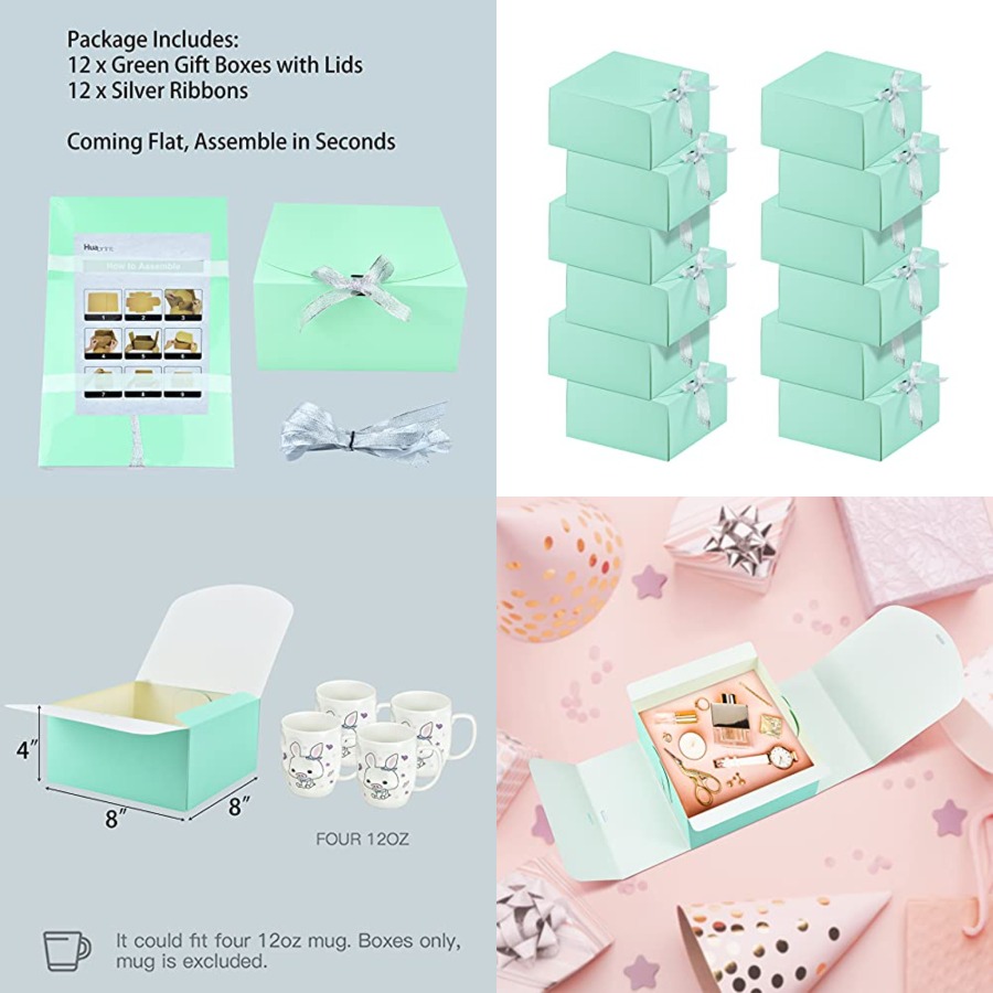 12 Sets Turquoise Green Gift B - Gift Box Wrap Set ulasan dan harga