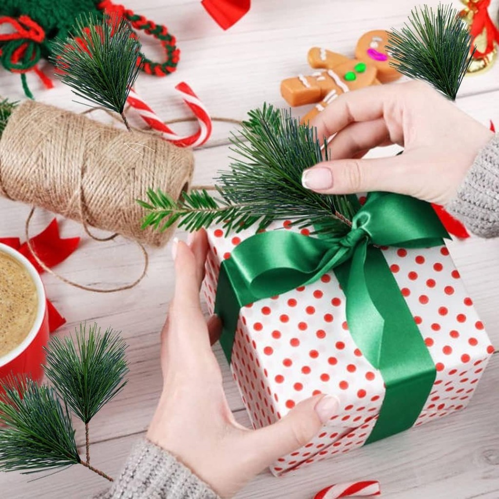 10-100pcs Artificial Green Pin - Christmas Wreath Fake ulasan dan harga