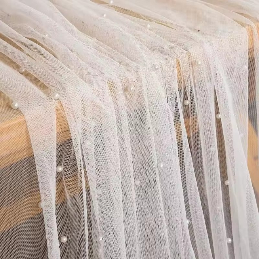 300x80cm Pearl Sheer Tulle Tab - Christmas Table Runner ulasan dan harga