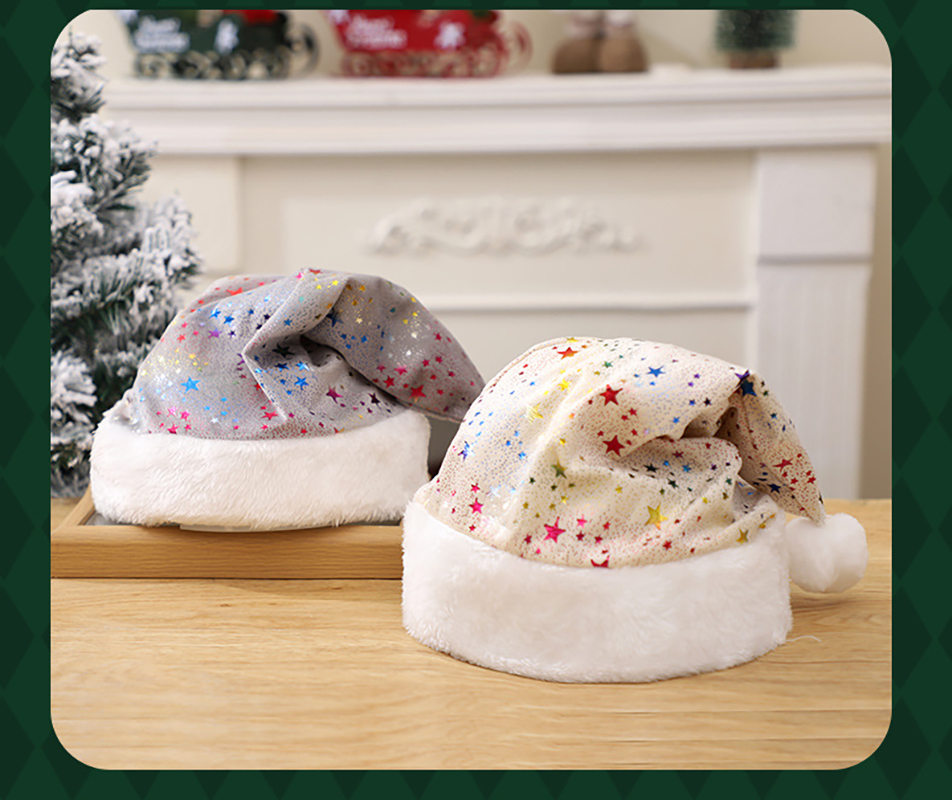 Red Plush Hot Stamping Stars C - Santa Hat Plush ulasan dan harga