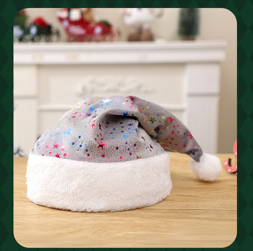 Red Plush Hot Stamping Stars C - Santa Hat Plush ulasan dan harga