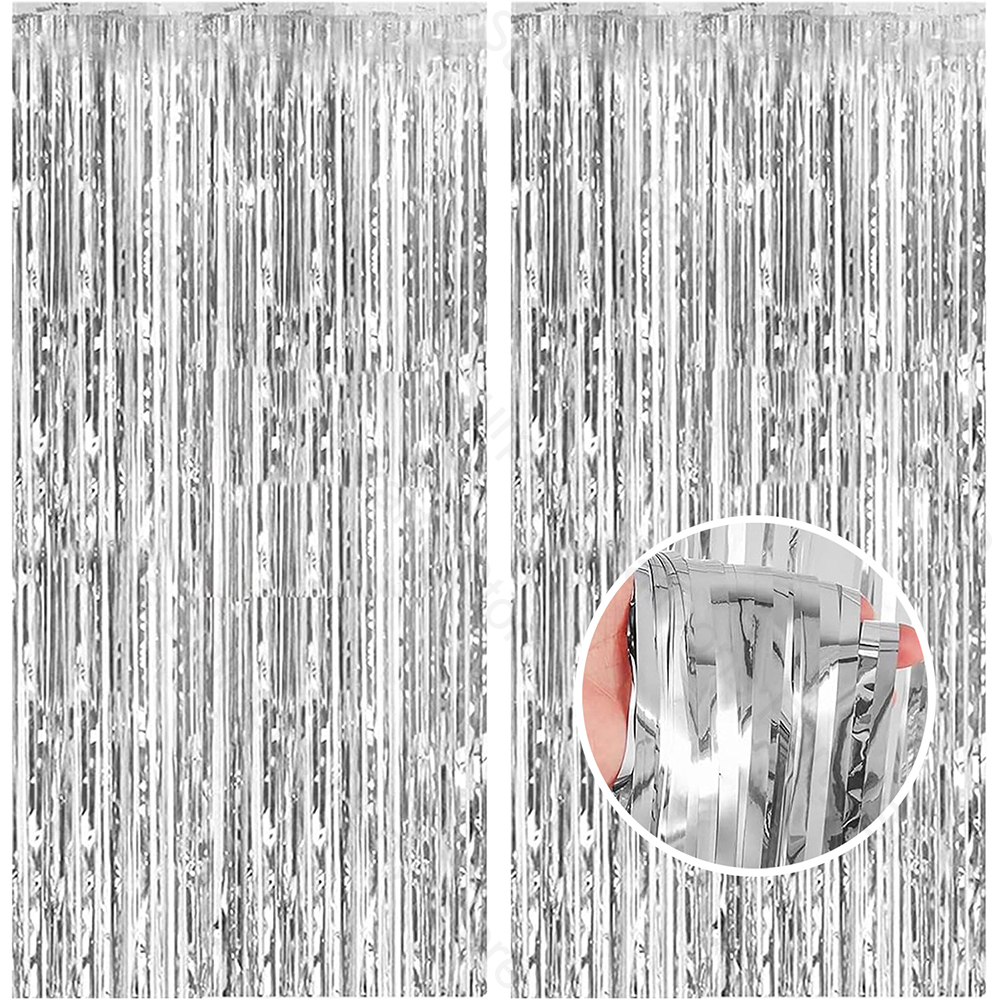 2Pack Silver Foil Curtain Back - Tinsel Garland Decoration ulasan dan harga