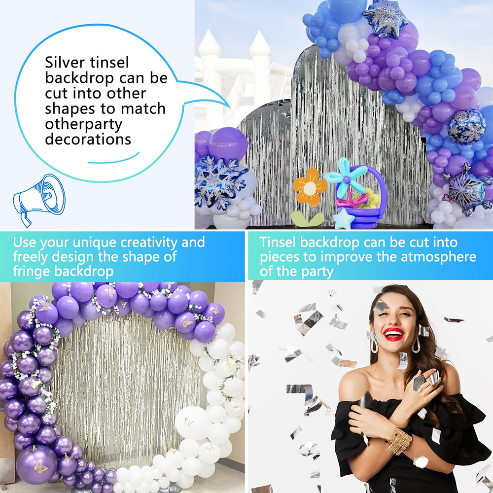 2Pack Silver Foil Curtain Back - Tinsel Garland Decoration ulasan dan harga