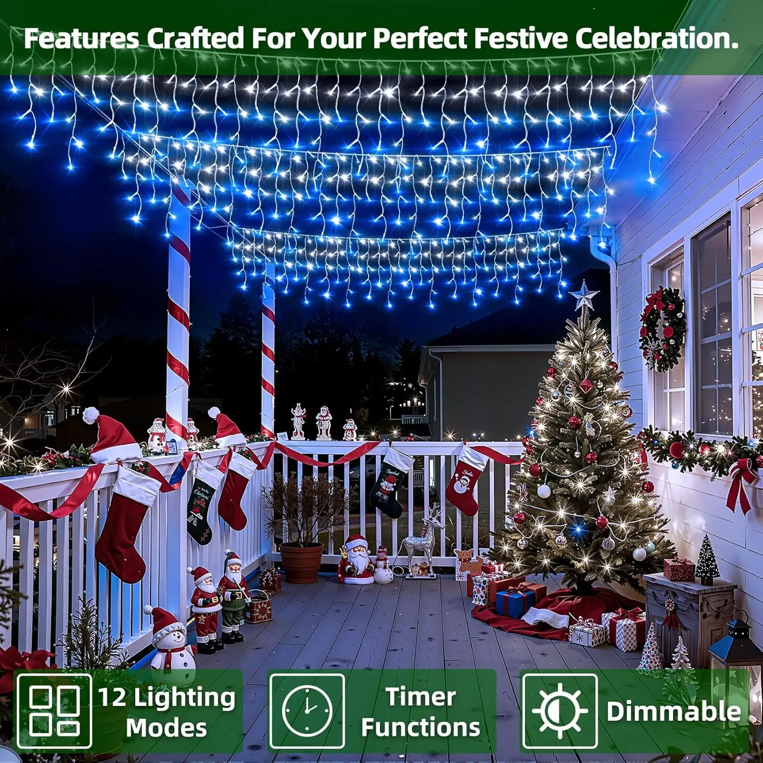 50ft 504 LED Icicle Lights, 12 - Led Fairy String Lights ulasan dan harga