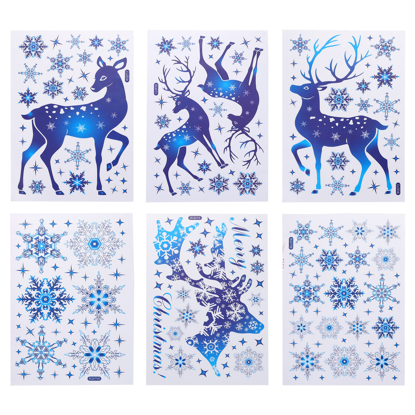 6Pcs Christmas PVC Christmas S - Snowflake Window Decal ulasan dan harga