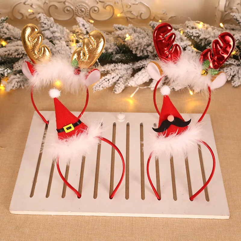 Fashion Christmas Red Bows Hea - Reindeer Antlers Headband ulasan dan harga