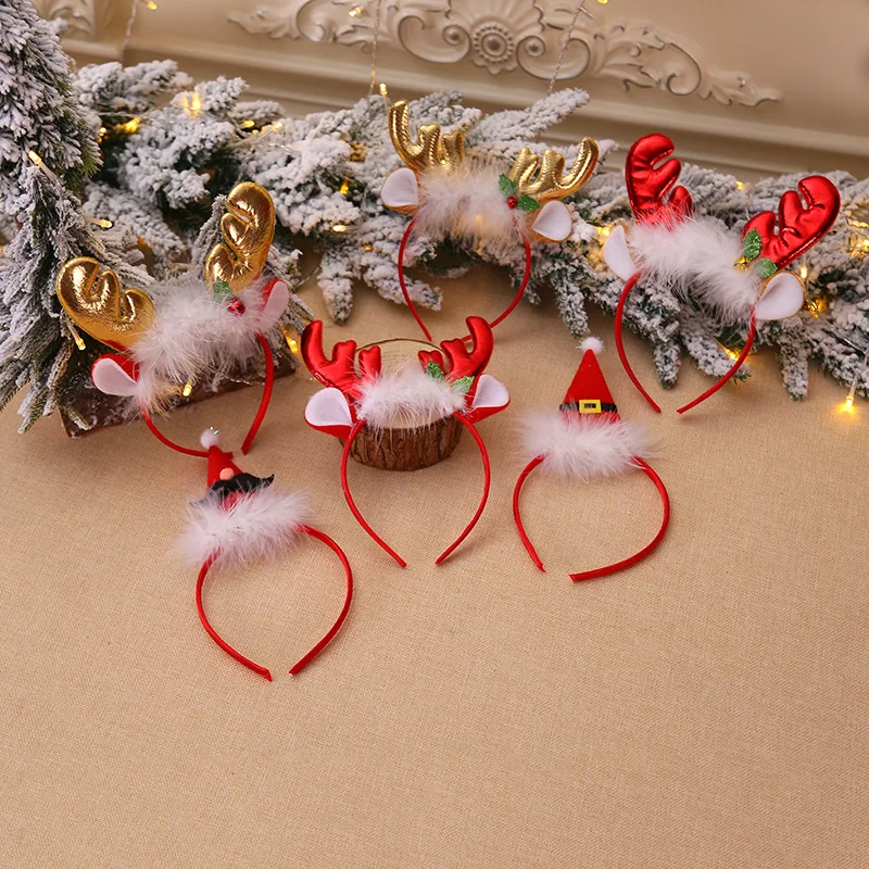 Fashion Christmas Red Bows Hea - Reindeer Antlers Headband ulasan dan harga