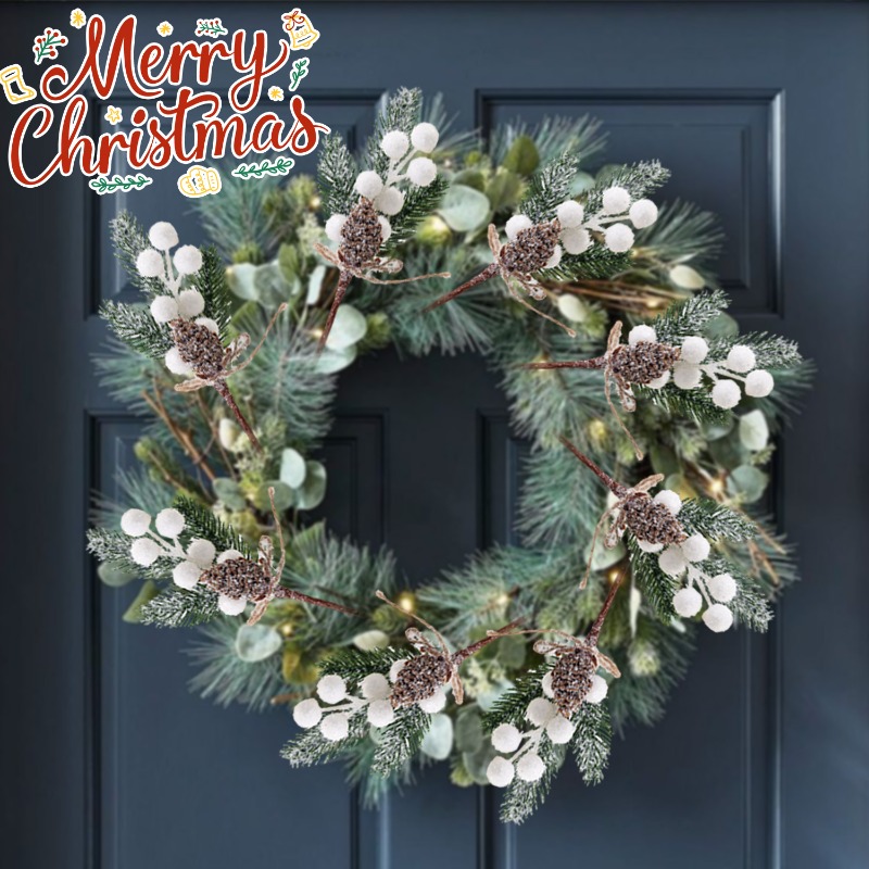 Christmas Artificial White Ber - Christmas Wreath Fake ulasan dan harga