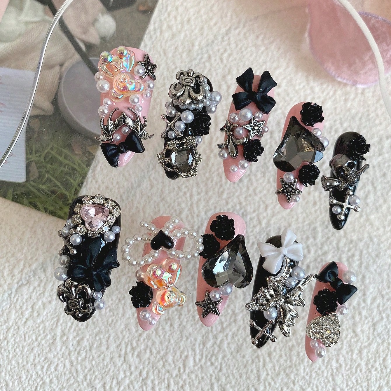 10pcs Long Coffin Pink Black G - Ribbon Bow Gift ulasan dan harga