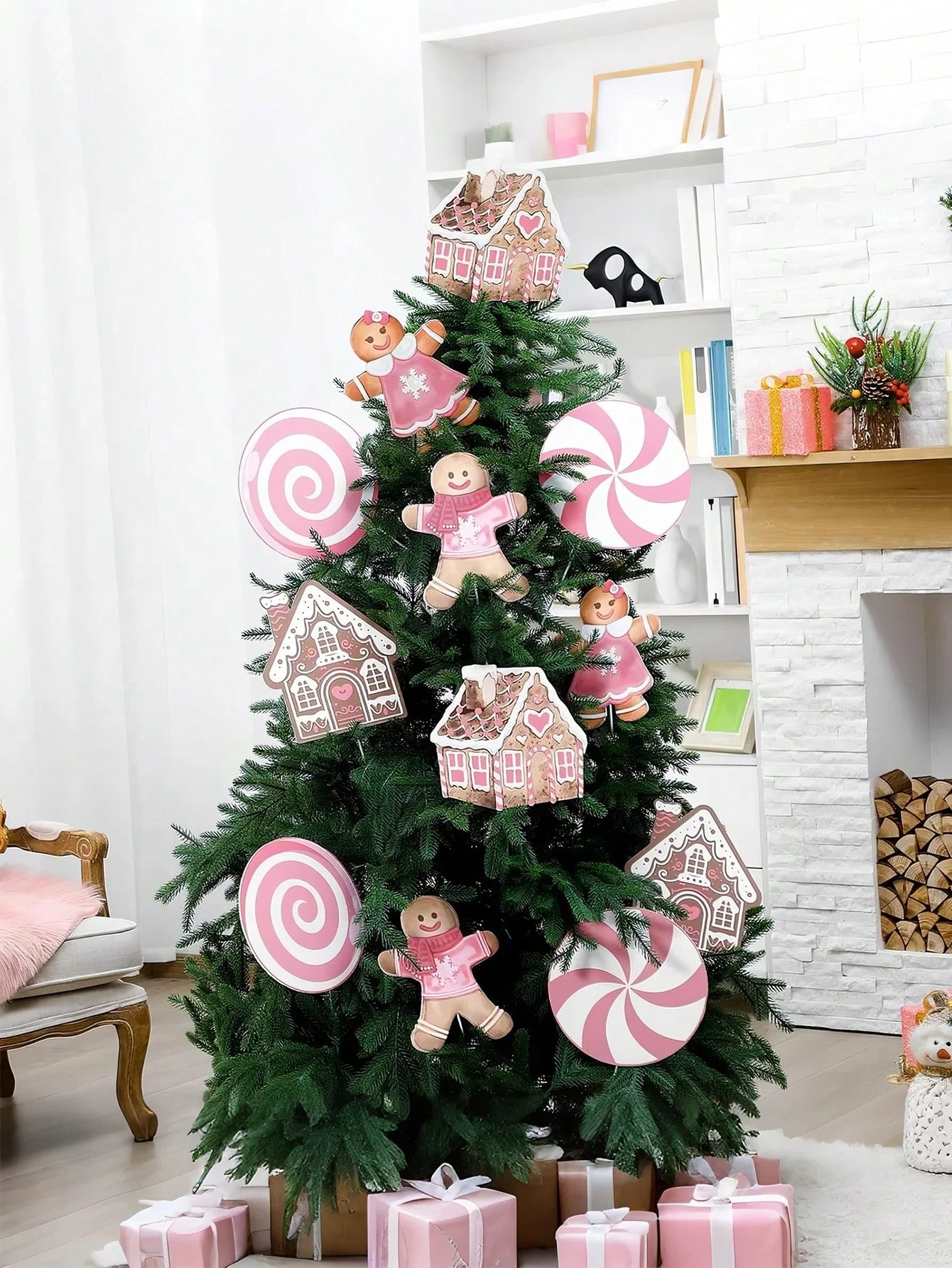 2/6Pcs Large Pink Candy Ginger - Star Tree Topper ulasan dan harga