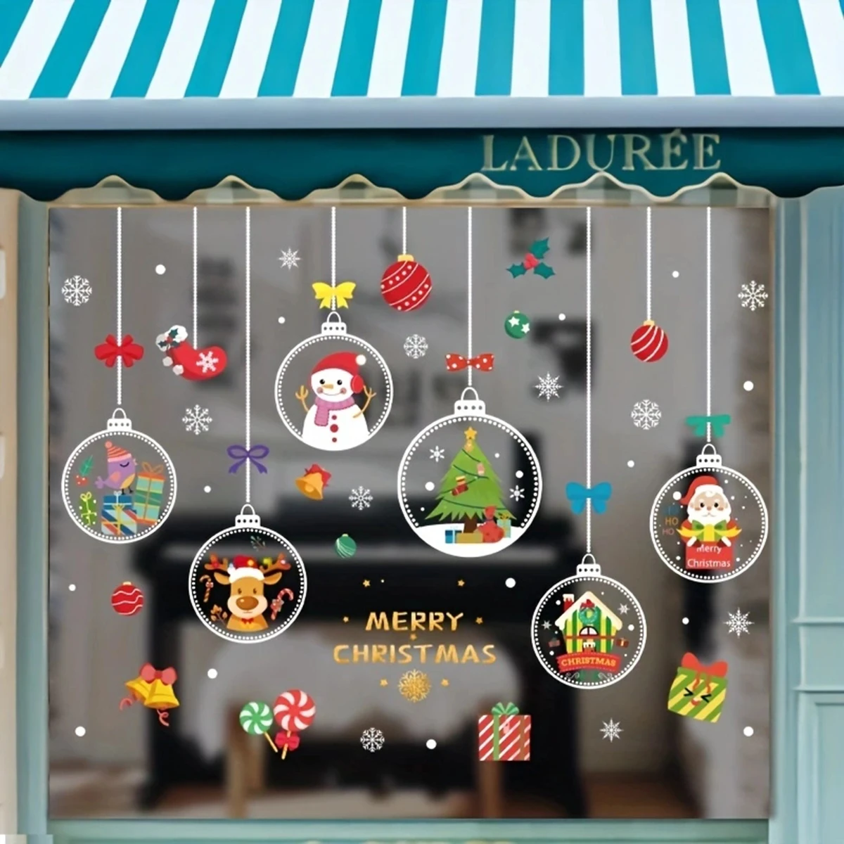1PC - Merry Christmas Window S - Snowflake Window Decal ulasan dan harga