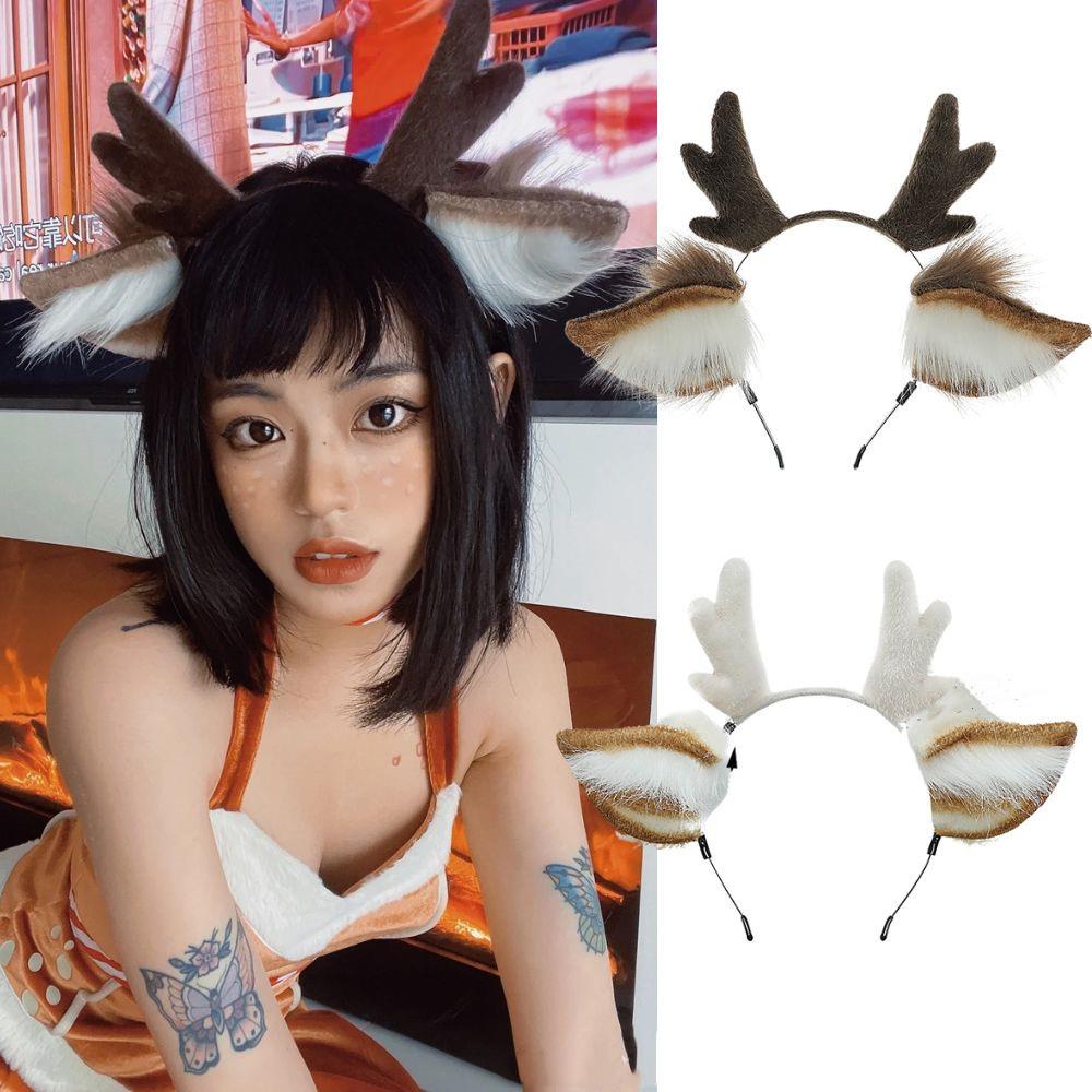 Handmade Animal Fur Antler Hea - Reindeer Antlers Headband ulasan dan harga